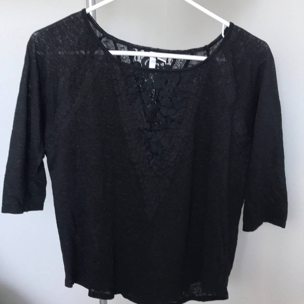 Black Blouse with Lace Trimmings